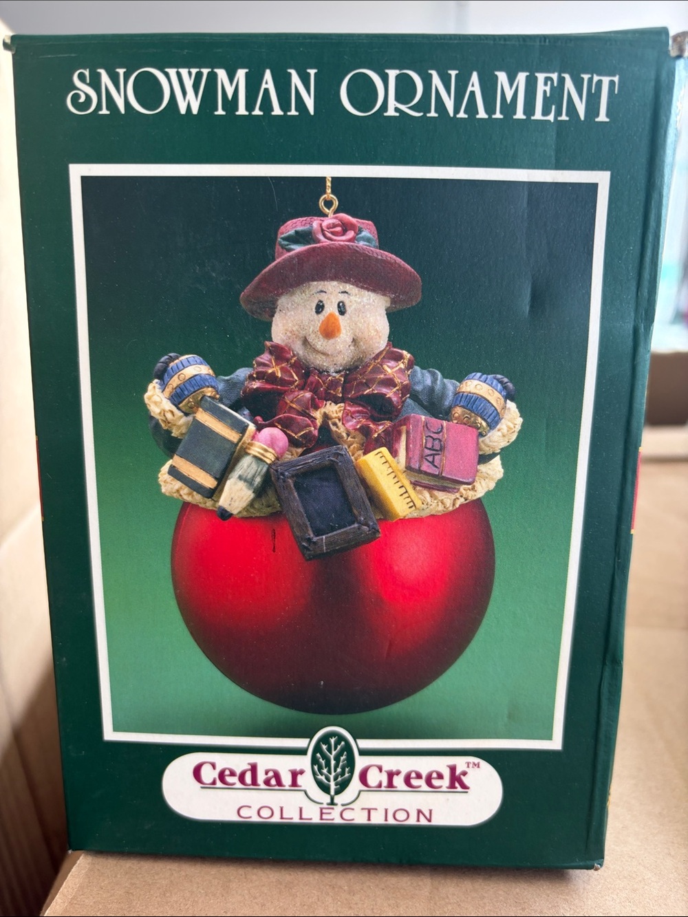 Cedar Creek Red Snowman Ornament with Festive Accessories